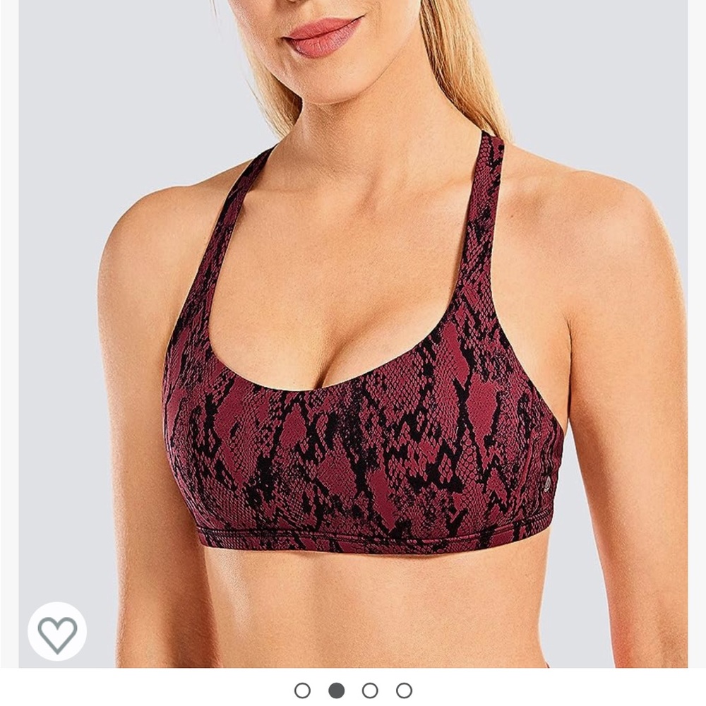 CRZ YOGA Women's Sports Bra in Black and Red